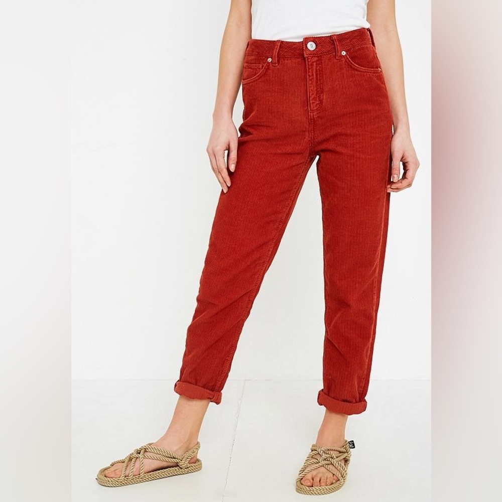 BDG red corduroy mom high-rise